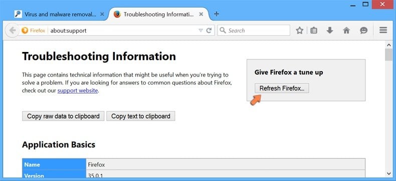Cómo restablecer la configuración predeterminada de Mozilla Firefox: hacer clic en el botón Restablecer firefox 