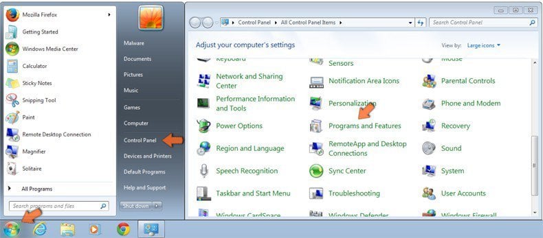 Cómo acceder a Programas y características (desinstalar) en Windows 7