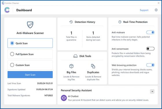 Anti-Malware Combo Cleaner (para computadoras Windows)