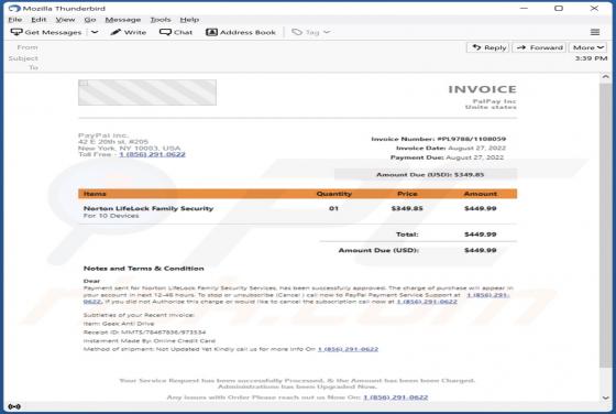 Estafa por correo electrónico de Norton LifeLock