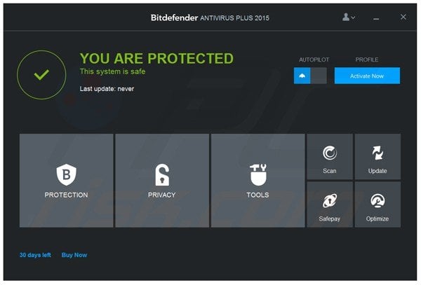 Pantalla principal de Bitdefender Antivirus Plus 2015