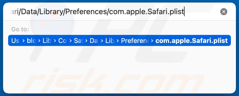 Vaya a ~/Library/Containers/com.apple.Safari/Data/Library/Preferences/com.apple.Safari.plist