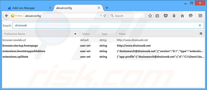 Eliminar dnsioweb.net del motor de búsqueda por defecto de Mozilla Firefox