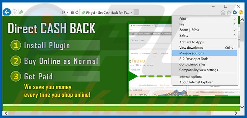 Eliminando los anuncios de CashBack de Internet Explorer paso 1