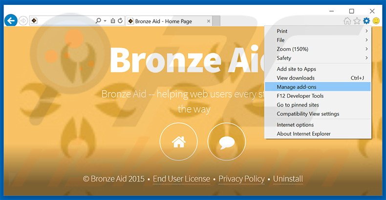 Eliminando los anuncios de Bronze Aid de Internet Explorer paso 1