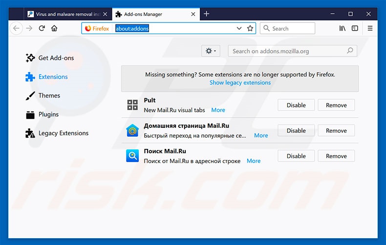 Eliminando los anuncios searchfeedtech.com de Mozilla Firefox paso 2