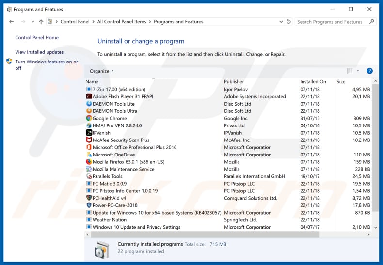 Desinstalación de PUAs a través del Panel de Control