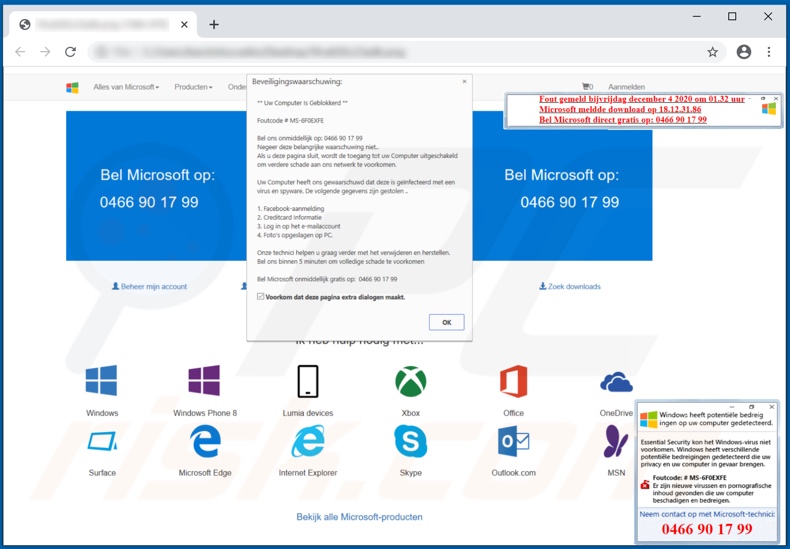 Error code # MS-6F0EXFE estafa de soporte técnico