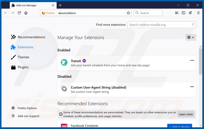 Eliminar las extensiones de Mozilla Firefox relacionadas con fxsmash.xyz