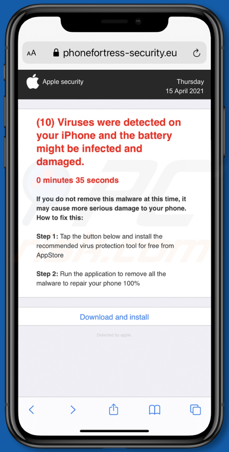 (10) Viruses were detected on your iPhone estafa