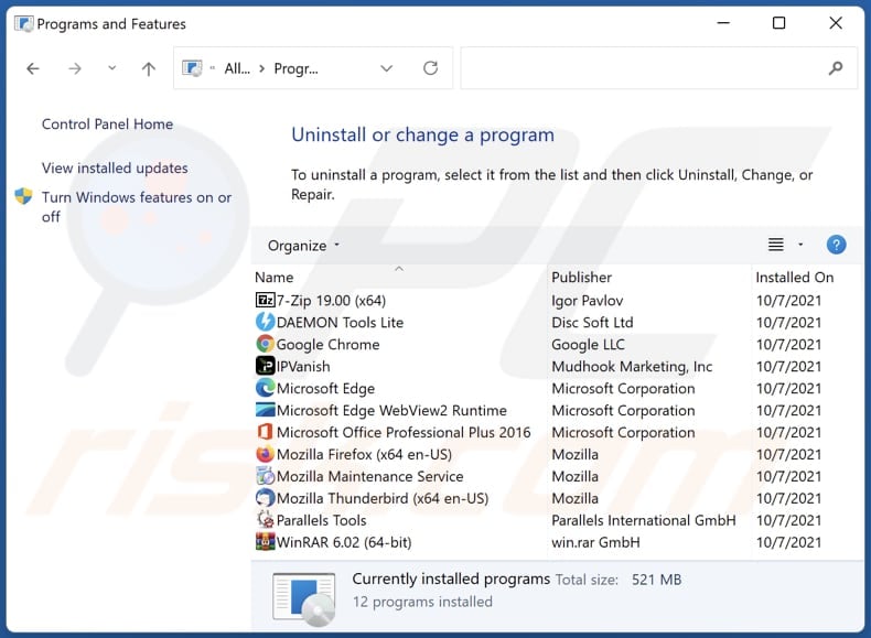 Desinstalar el adware Adless Browsing a través del Panel de Control