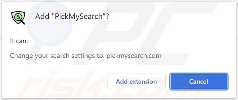 Notificación del navegador del secuestrador de navegador PickMySearch