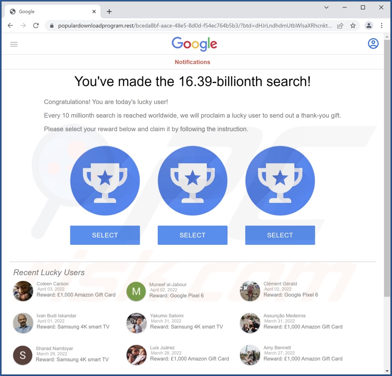 You've made the 16.39-billionth search! estafa