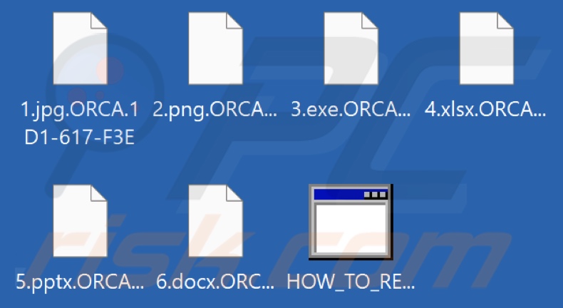 Archivos cifrados por el ransomware ORCA (extensión .ORCA.victim's_ID)