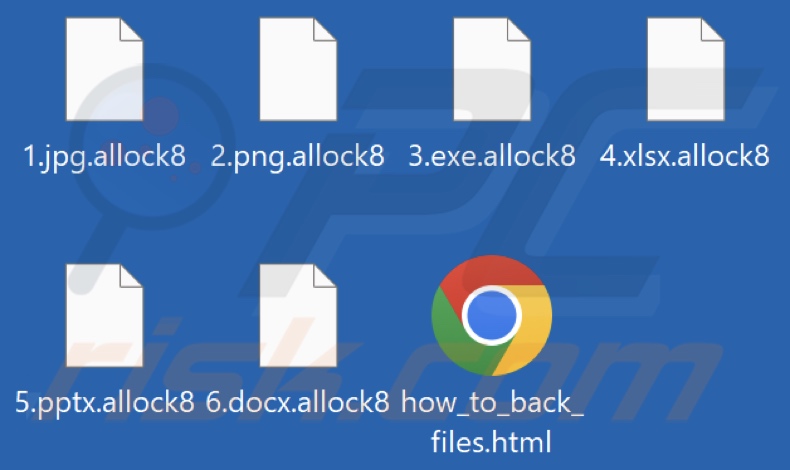 Archivos cifrados por el ransomware Allock (extensión .allock8)