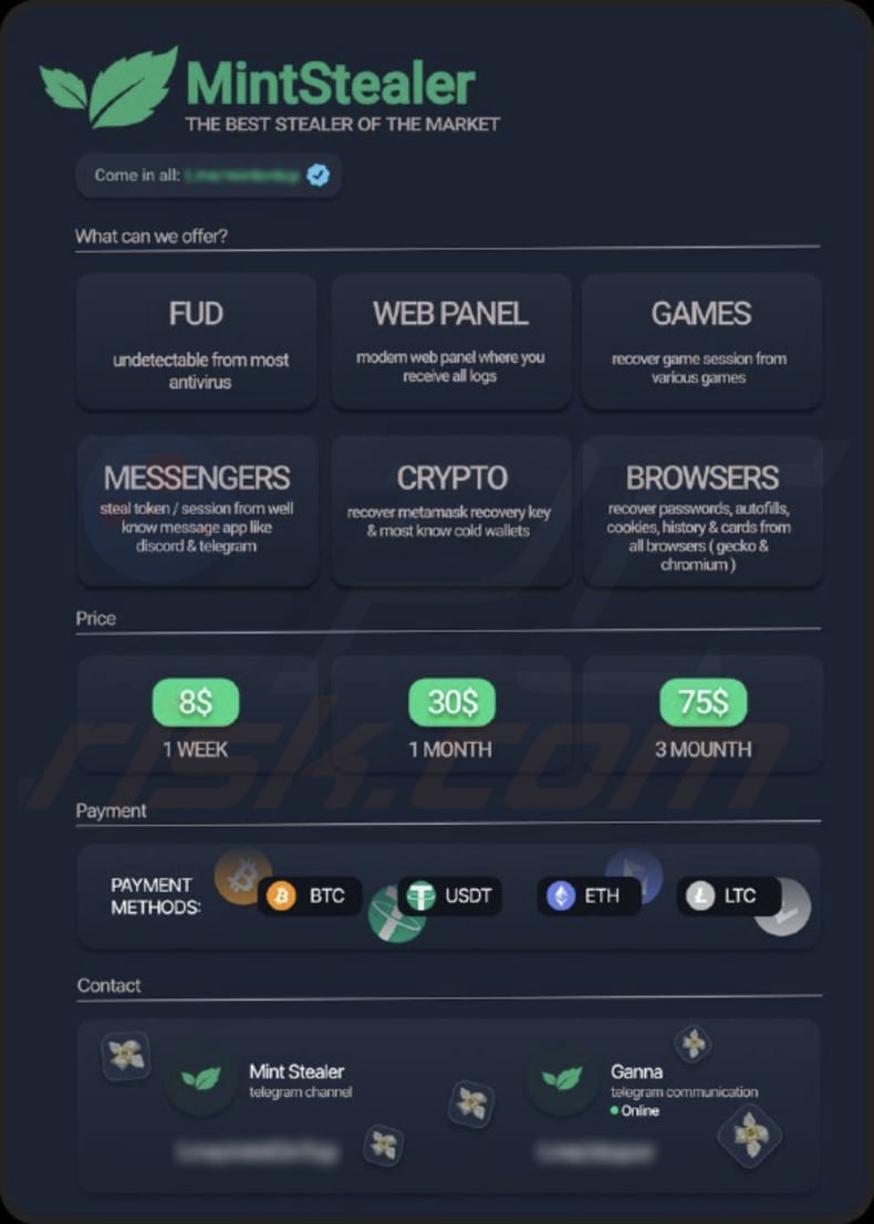 Imagen del malware MintStealer utilizada para promoción