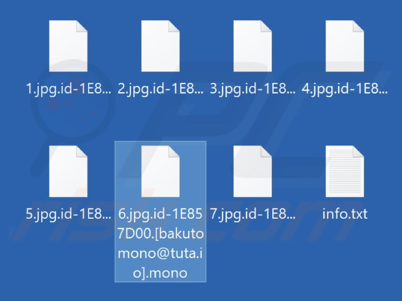 Archivos cifrados por el ransomware Mono (extensión .mono)