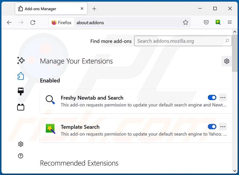 Eliminar extensiones de Mozilla Firefox relacionadas con ythingamgladt.com