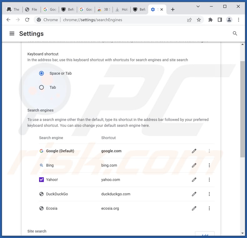 Eliminación de search.yahoo.com del motor de búsqueda predeterminado de Google Chrome