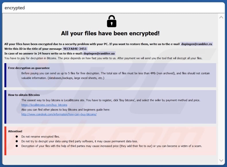 Lucky ransomware nota de rescate (info.hta)