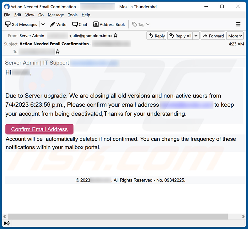 We Are Closing All Old Versions Of Email estafa (2023-07-05)