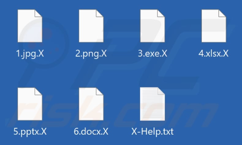Archivos encriptados por el ransomware X (extensión .X)