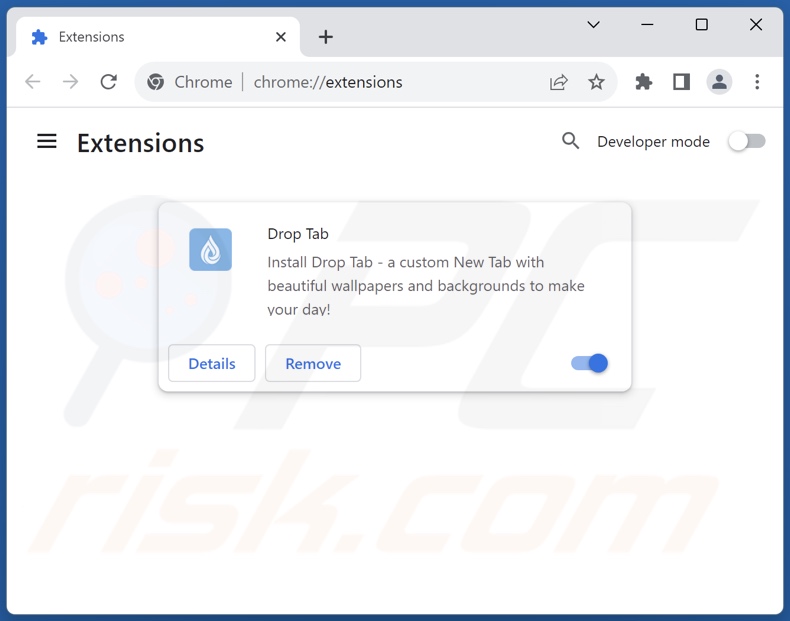 Eliminación de las extensiones de Google Chrome relacionadas con search.droptab.net