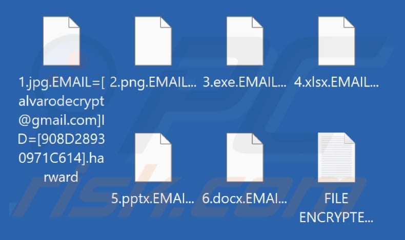 Archivos encriptados por el ransomware Harward (extensión .harward)