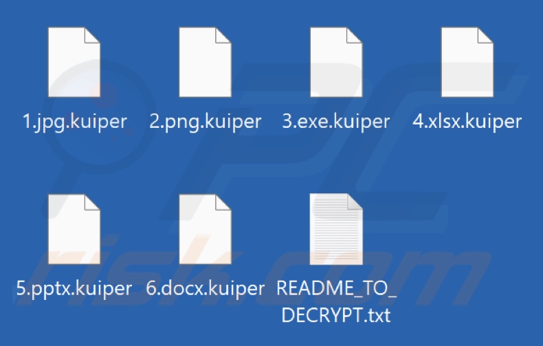 Archivos cifrados por el ransomware Kuiper (extensión .kuiper)