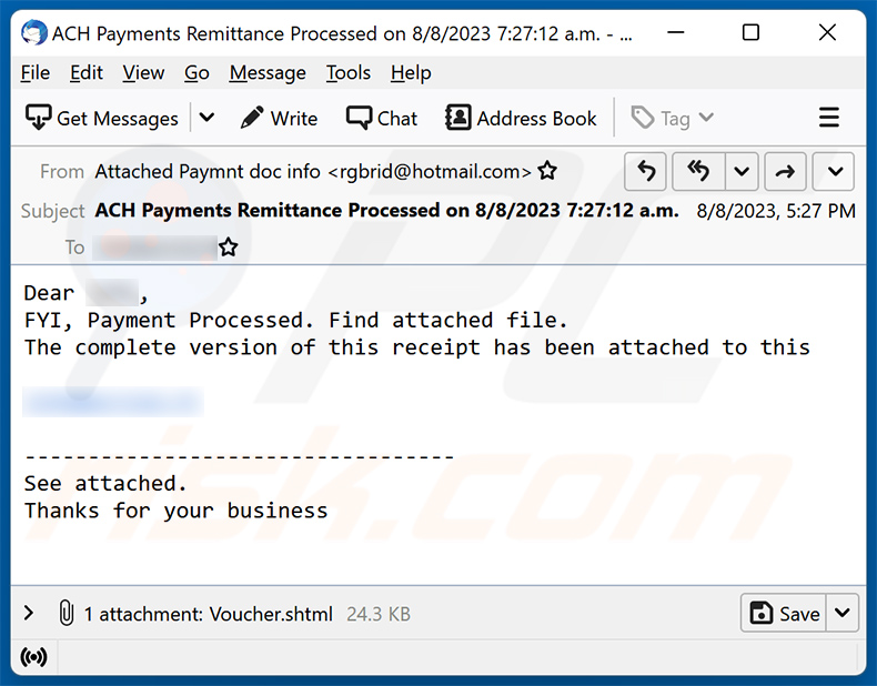 Payment Processed email estafa (2023-08-11)