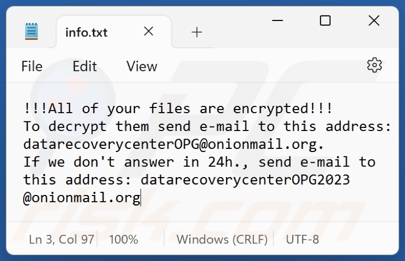Archivo de texto del ransomware 6y8dghklp (info.txt)