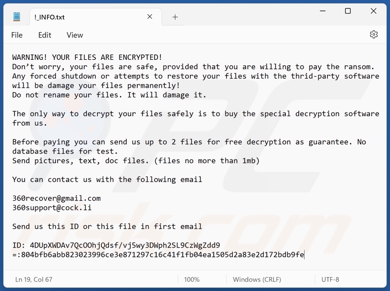 Halo ransomware nota de rescate (!_INFO.txt)