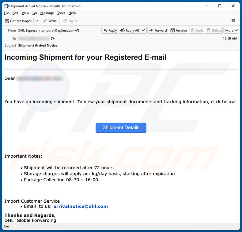 DHL -  Incoming Shipment for your Registered E-mail estafa