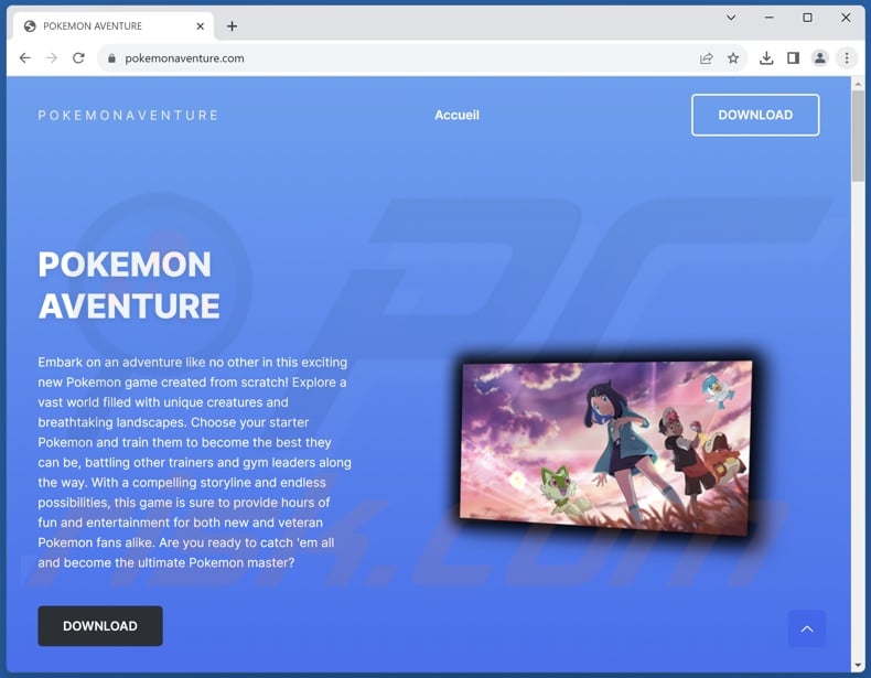 Sitio web falso de Pokemon distribuyendo el malware Epsilon