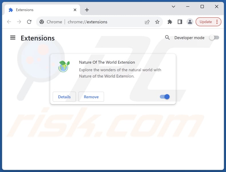Cómo eliminar las extensiones de Google Chrome relacionadas con notw.natureoftheworldext.com