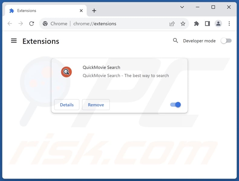 Cómo eliminar las extensiones de Google Chrome relacionadas con search.quickmovietab.com