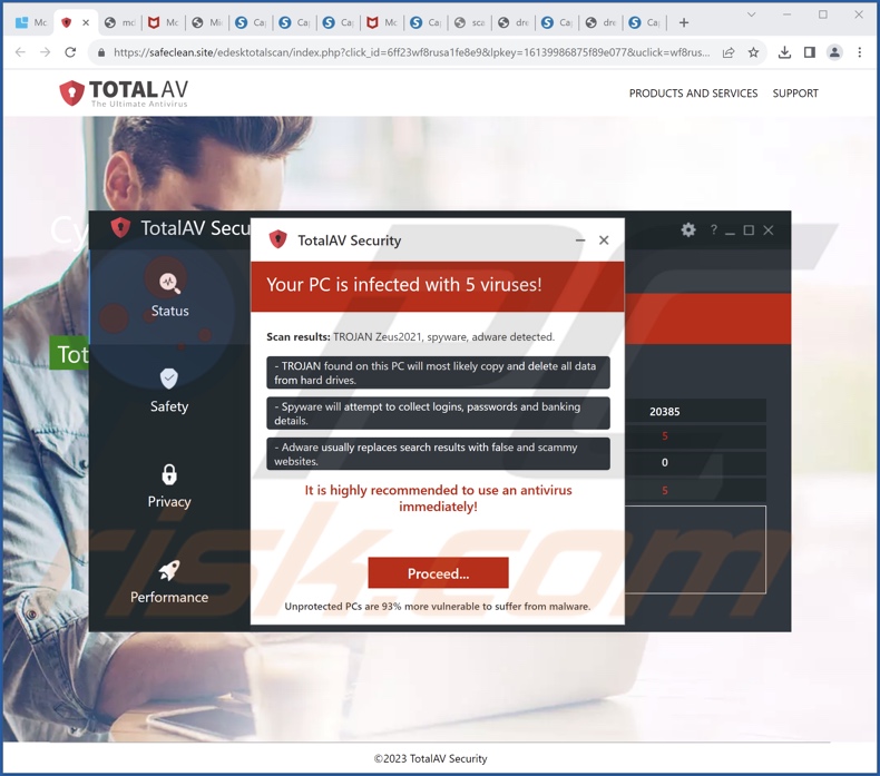 TotalAV Security - Your PC Is Infected With 5 Viruses! estafa