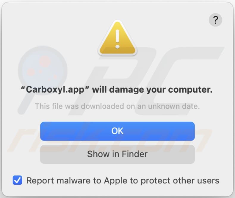 Advertencia de adware Carboxyl.app