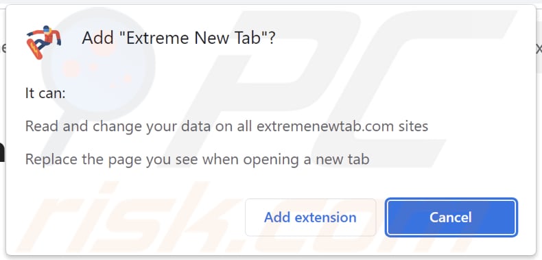 El secuestrador del navegador Extreme New Tab pide permisos