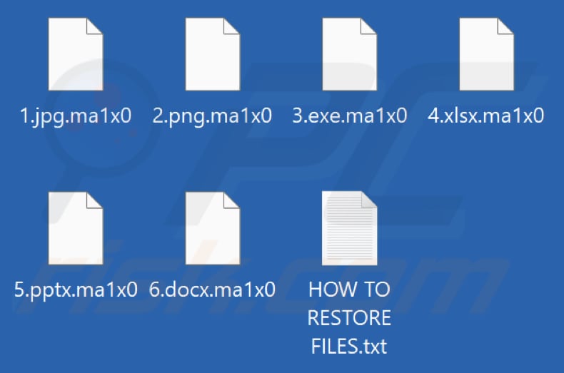 Archivos cifrados por el ransomware Ma1x0 (extensión .ma1x0)