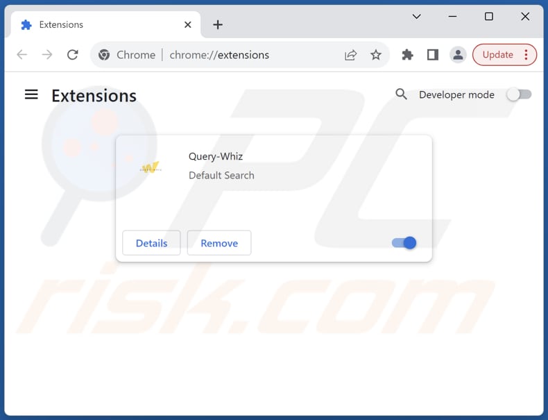 Eliminación de las extensiones de Google Chrome relacionadas con query-whiz.com