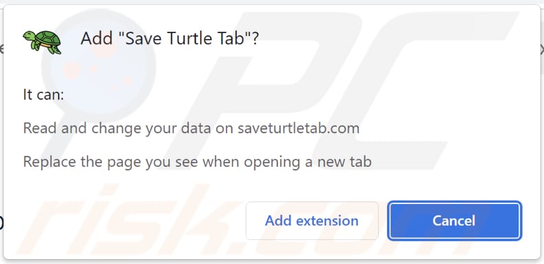 Save Turtle Tab secuestrador del navegador pidiendo permisos