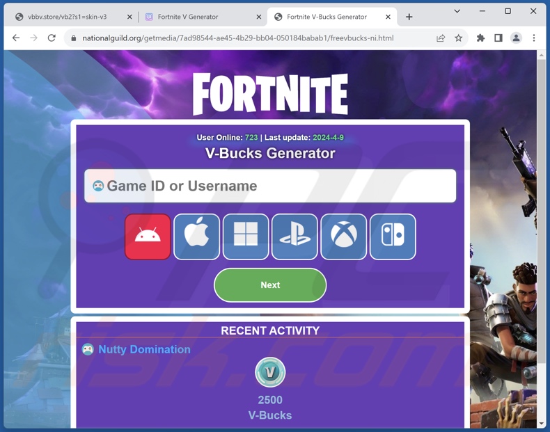 Fortnite V-Bucks Generator estafa