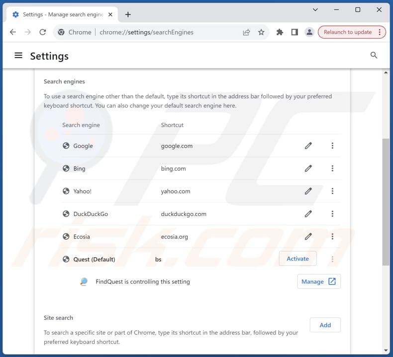 Eliminación de iambest.io del motor de búsqueda predeterminado de Google Chrome