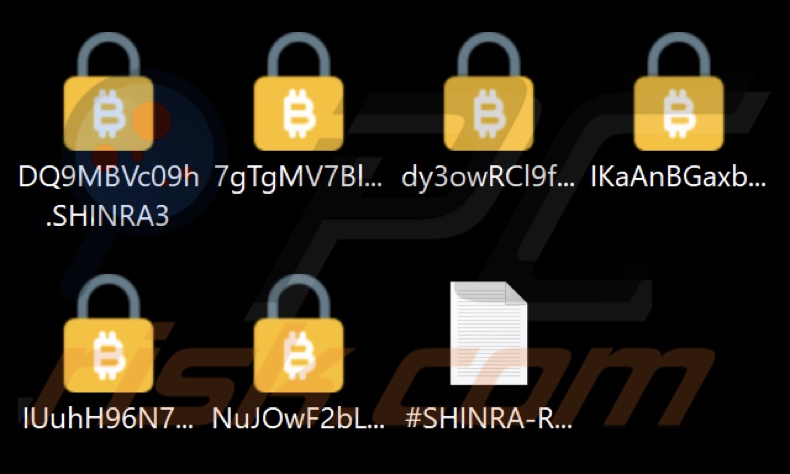 Archivos cifrados por el ransomware SHINRA (extensión .SHINRA3)