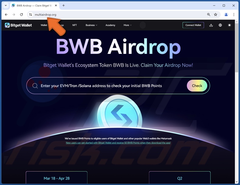 Bitget Wallet (BWB) Airdrop estafa