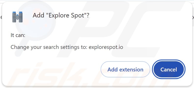 El secuestrador del navegador Explore Spot pide permisos