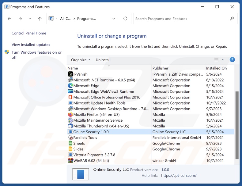 Desinstalación de aplicaciones no deseadas a través del Panel de control