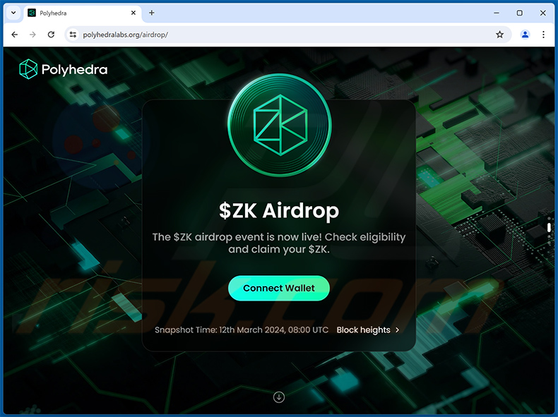 Polyhedra Network $ZK Airdrop sitio web de drainer - polyhedralabs[.]org