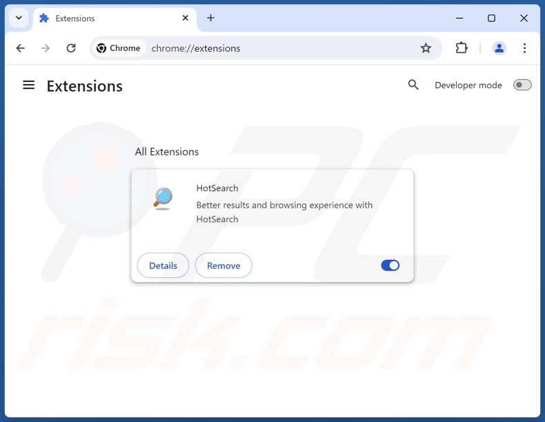 Eliminación de las extensiones de Google Chrome relacionadas con hotsearch.io